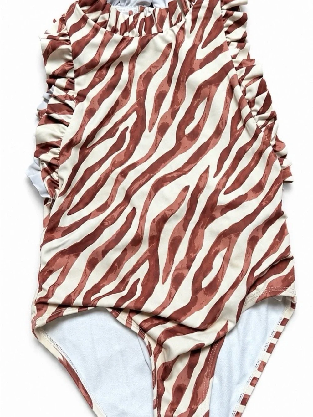 Janie and Jack Girls Zebra Animal Print Ruffle One Piece Swimsuit